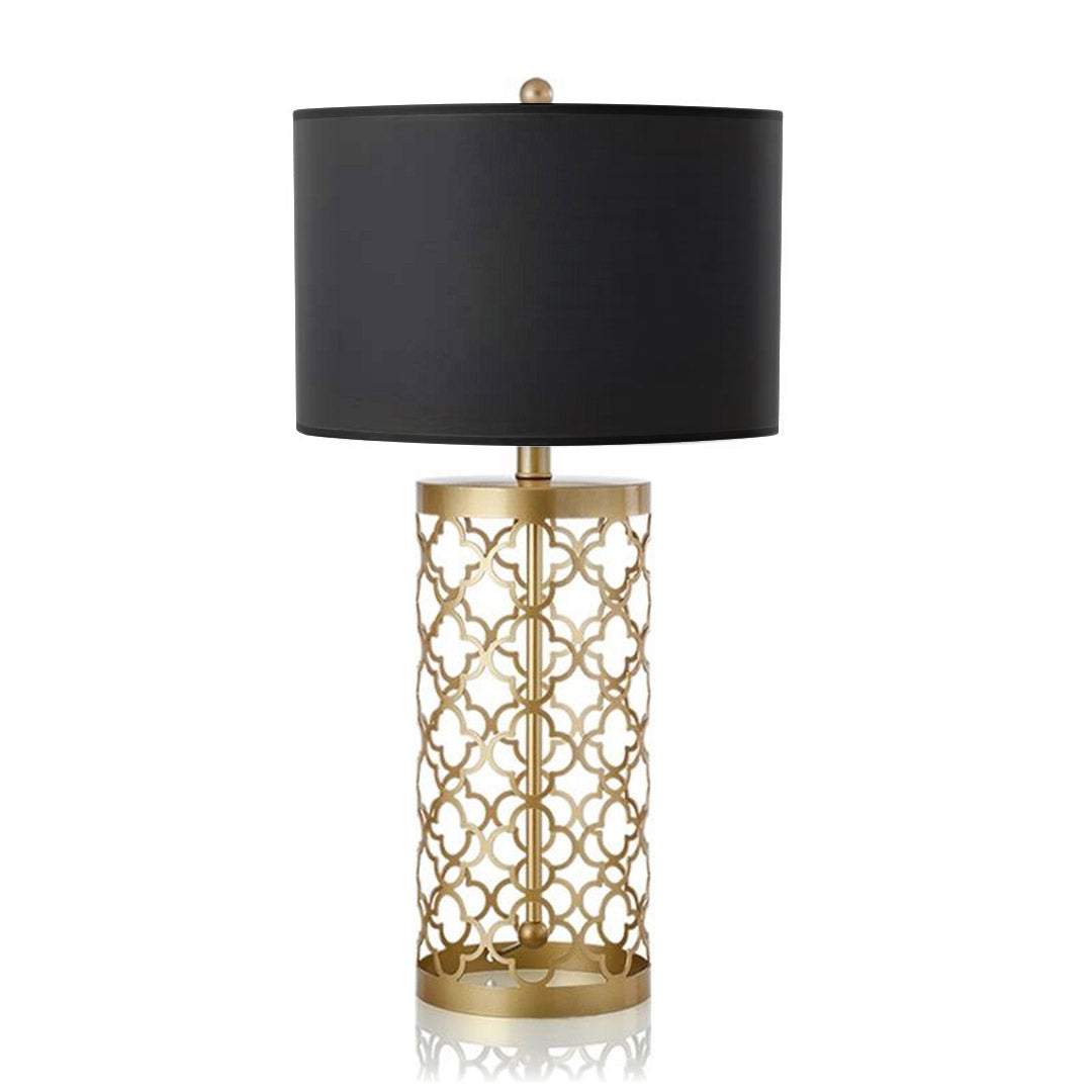 SOGA Golden Hollowed Out Base Table Lamp with Dark Shade - Cafe Supply