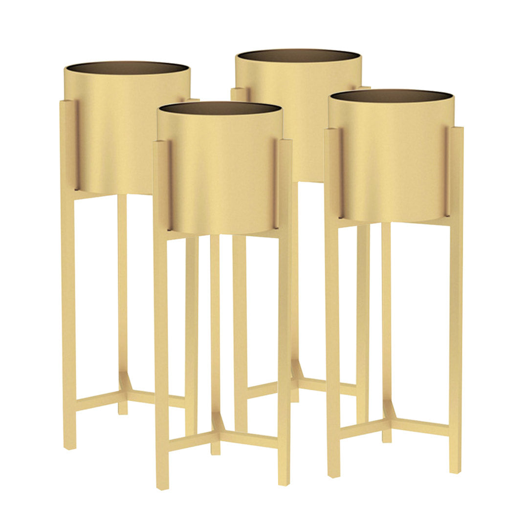 SOGA 4X 60cm Gold Metal Plant Stand with Flower Pot Holder Corner Shelving Rack Indoor Display - Cafe Supply