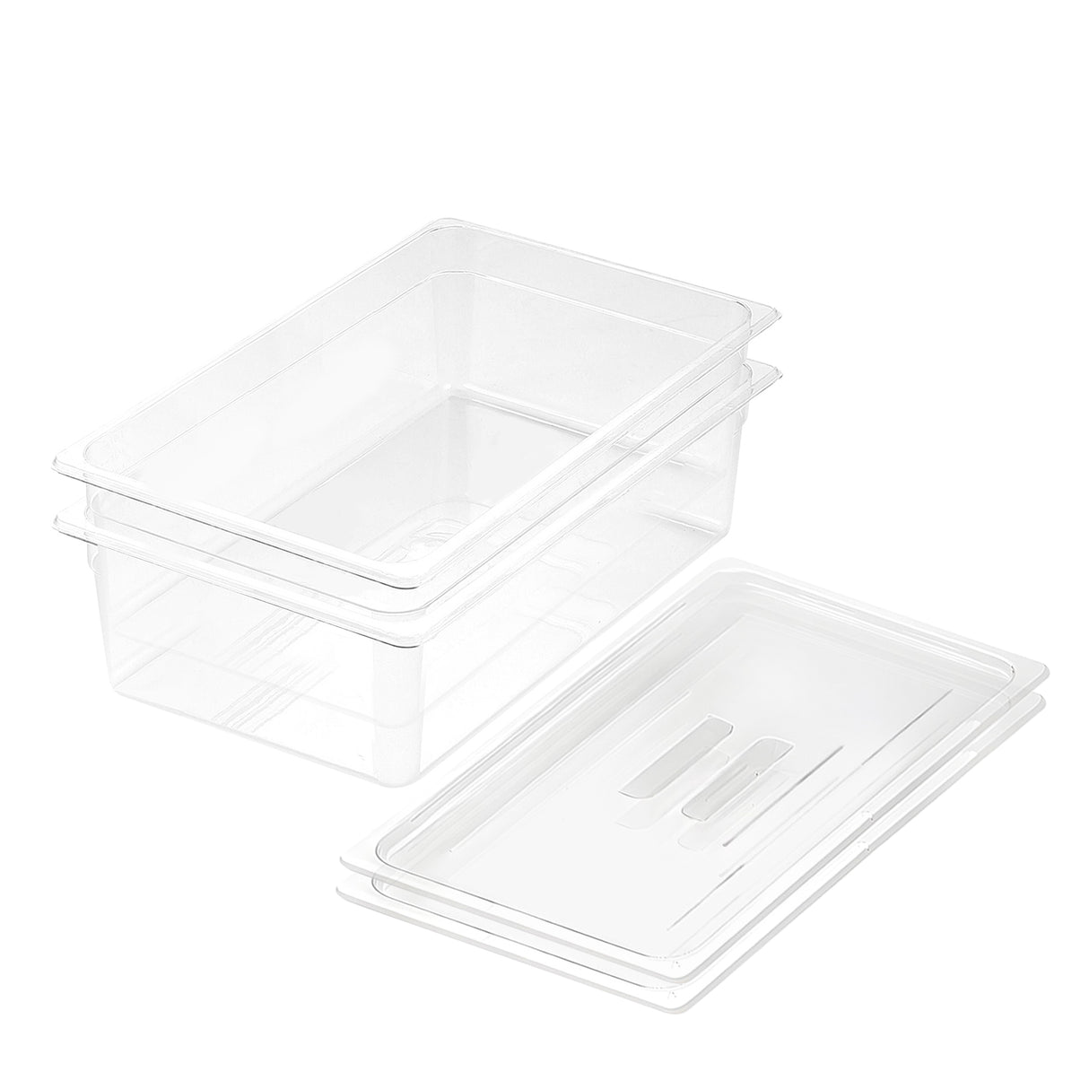 SOGA 150mm Clear Gastronorm GN Pan 1/1 Food Tray Storage Bundle of 2 with Lid - Cafe Supply