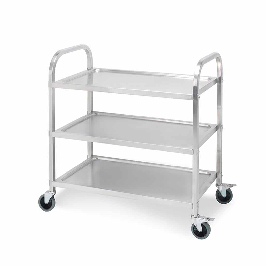 SOGA 3 Tier 85x45x90cm Stainless Steel Kitchen Dinning Food Cart Trolley Utility Size Medium - Cafe Supply