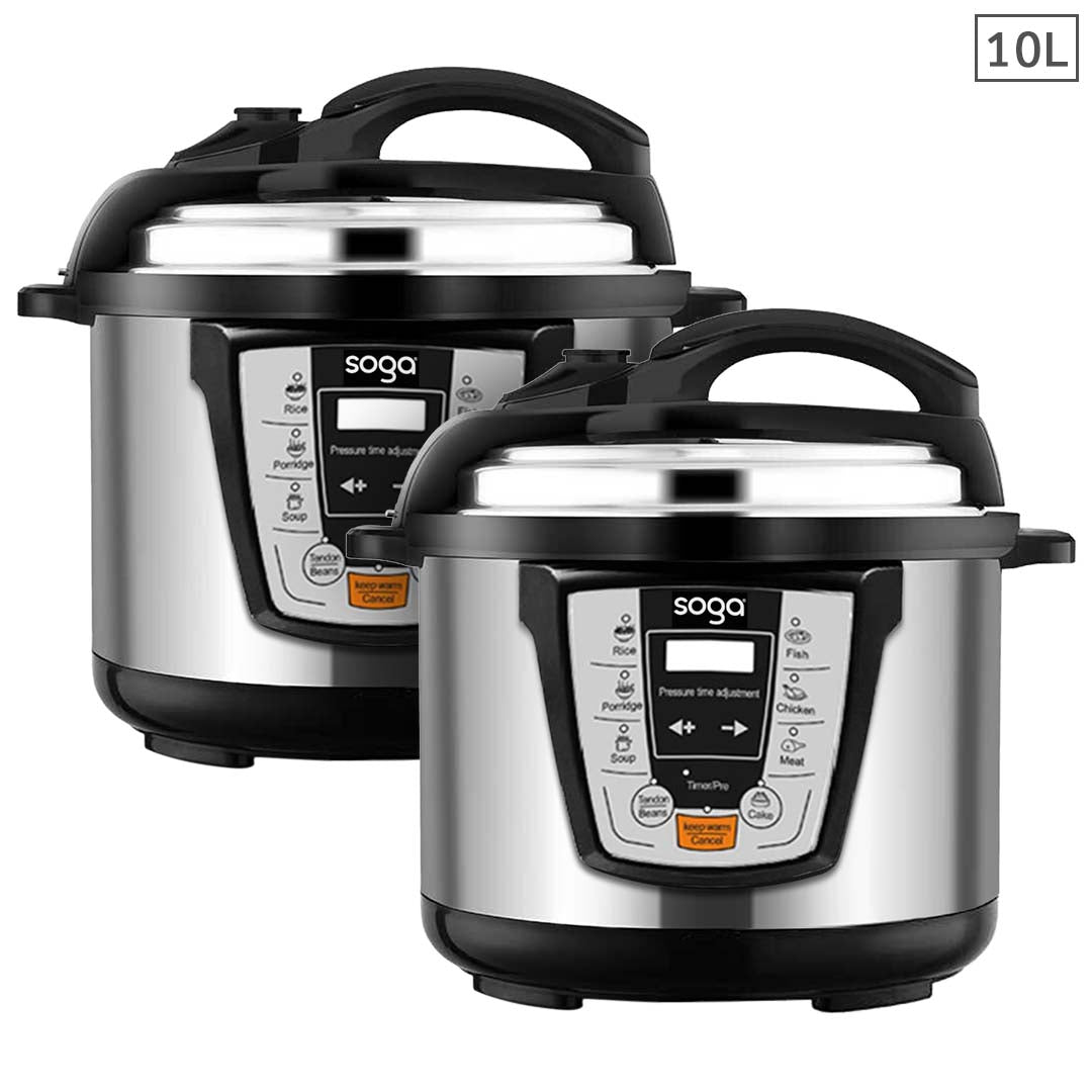 SOGA 2X Electric Stainless Steel Pressure Cooker 10L 1600W Multicooker 16 - Cafe Supply