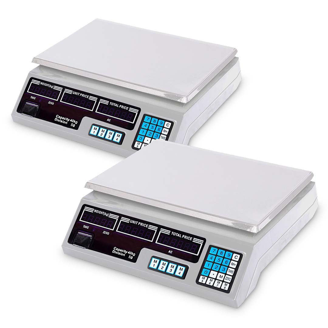 SOGA 2X 40kg Digital Commercial Kitchen Scales Shop Electronic Weight Scale Food White - Cafe Supply