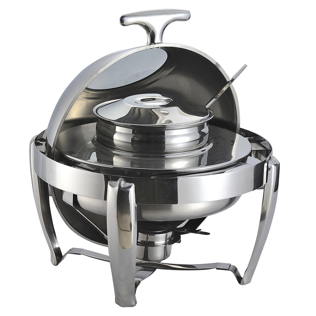 SOGA 6.5L Stainless Steel Round Soup Tureen Bowl Station Roll Top Buffet Chafing Dish Catering Chafer Food Warmer Server - Cafe Supply