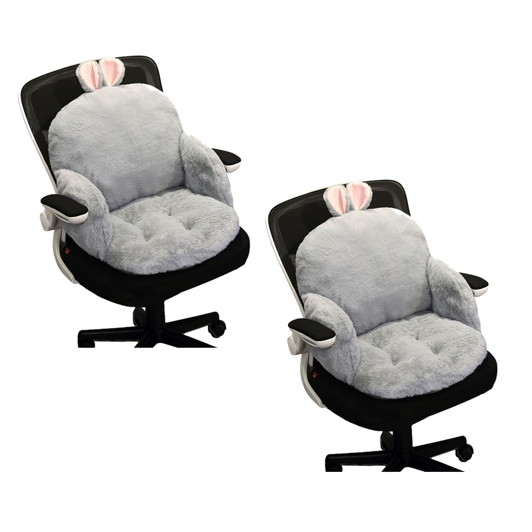 SOGA 2X Gray Bunny Shape Cushion Soft Leaning Bedside Pad Sedentary Plushie Pillow Home Decor - Cafe Supply