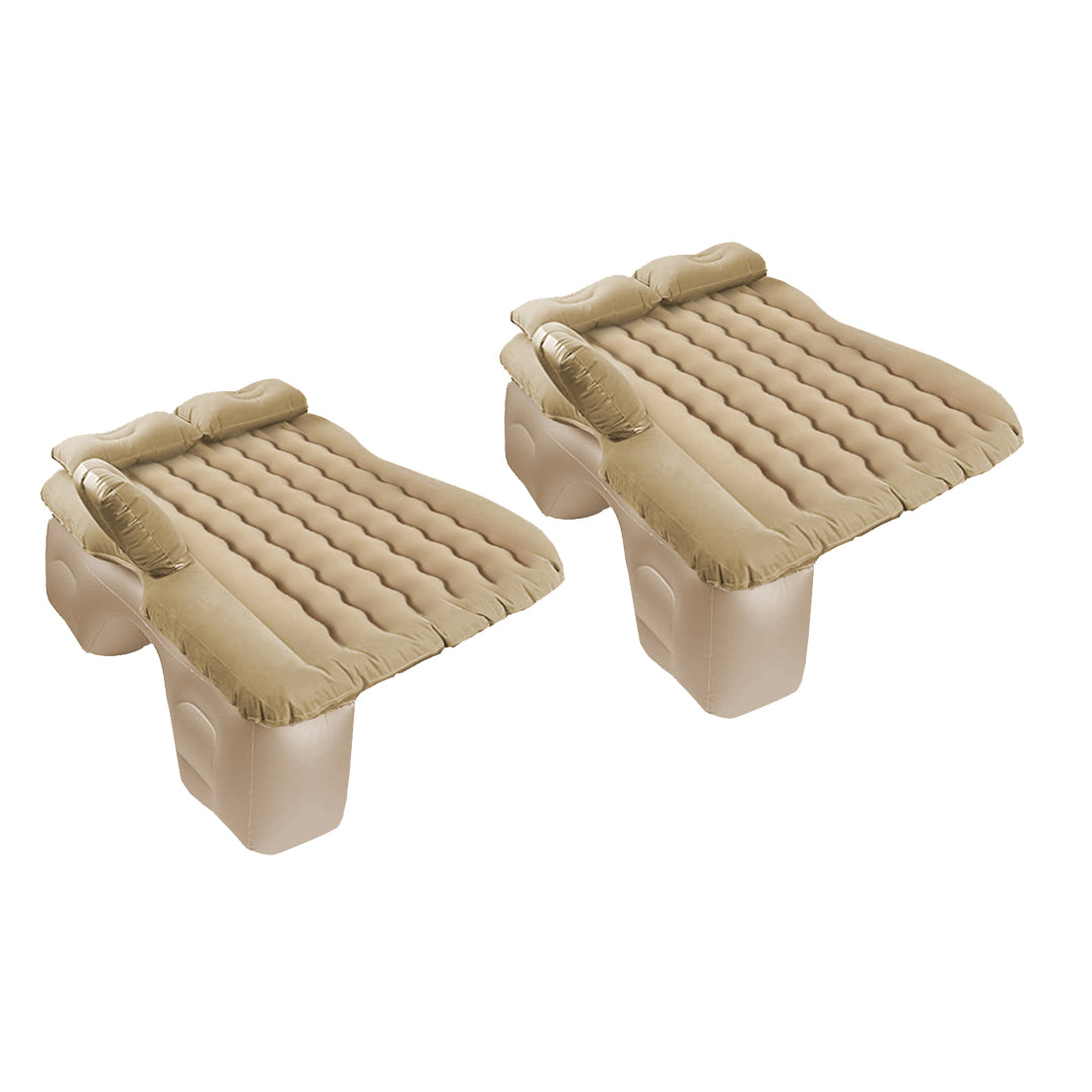 SOGA 2X Beige Ripple Inflatable Car Mattress Portable Camping Air Bed Travel Sleeping Kit Essentials - Cafe Supply