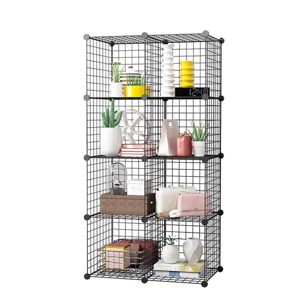 SOGA Black Portable 8-Cube Storage Organiser Foldable DIY Modular Grid Space Saving Shelf - Cafe Supply