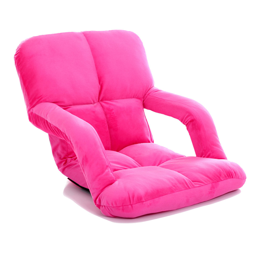 SOGA Foldable Lounge Cushion Adjustable Floor Lazy Recliner Chair with Armrest Pink - Cafe Supply