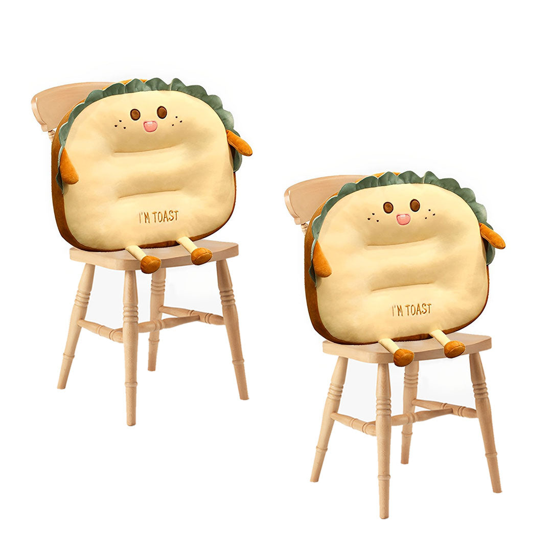 SOGA 2X Cute Face Toast Bread Cushion Stuffed Car Seat Plush Cartoon Back Support Pillow Home Decor - Cafe Supply
