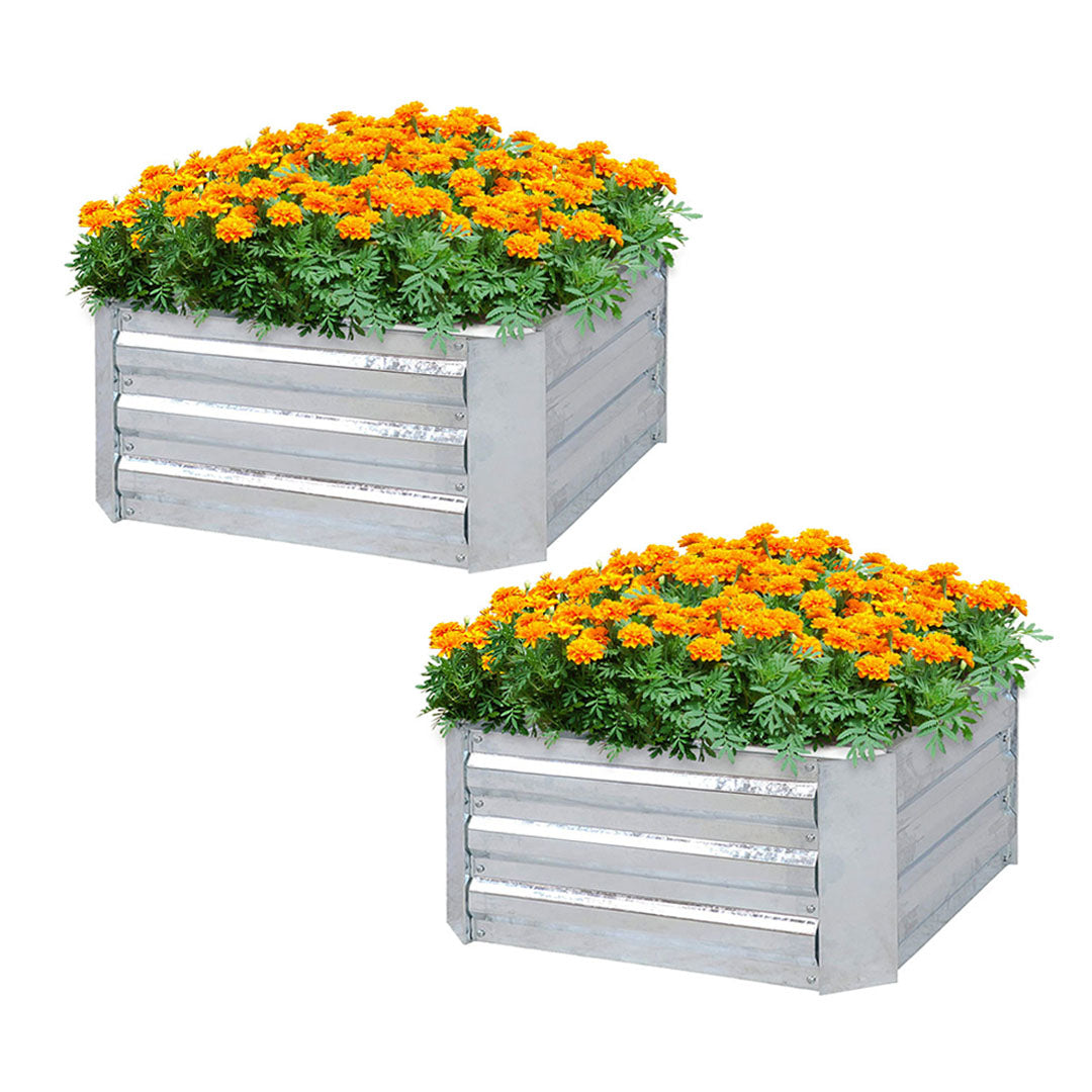 SOGA 2X 60cm Square Galvanised Raised Garden Bed Vegetable Herb Flower Outdoor Planter Box - Cafe Supply