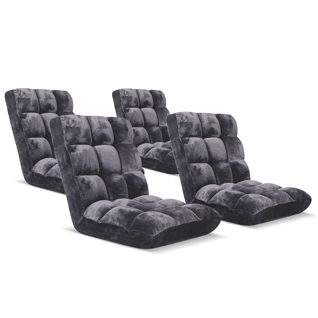 SOGA 4X Floor Recliner Folding Lounge Sofa Futon Couch Folding Chair Cushion Grey - Cafe Supply