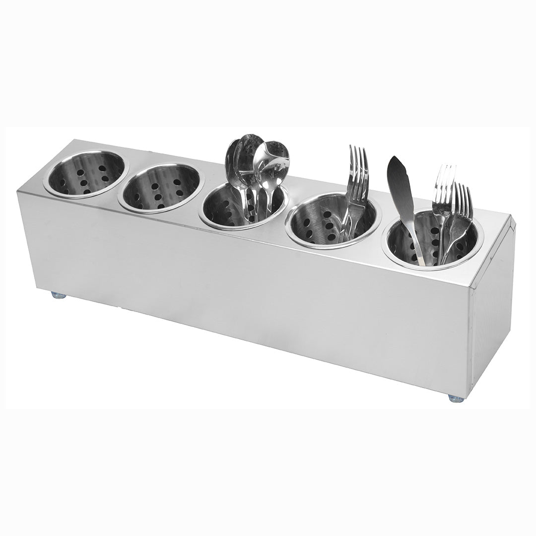 SOGA 18/10 Stainless Steel Commercial Conical Utensils Cutlery Holder with 5 Holes - Cafe Supply