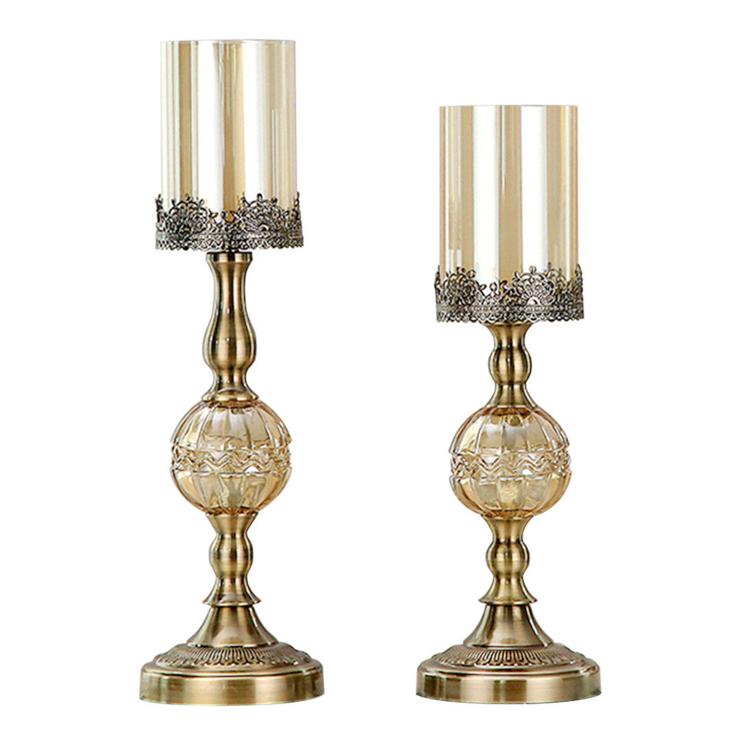 SOGA 42cm 47cm Glass Candle Holder Candle Stand Glass/Metal - Cafe Supply