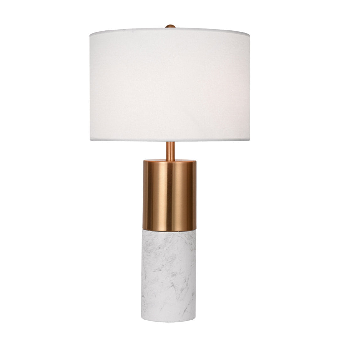SOGA 60cm White Marble Bedside Modern Desk Table Lamp Living Room Shade with Cylinder Base - Cafe Supply