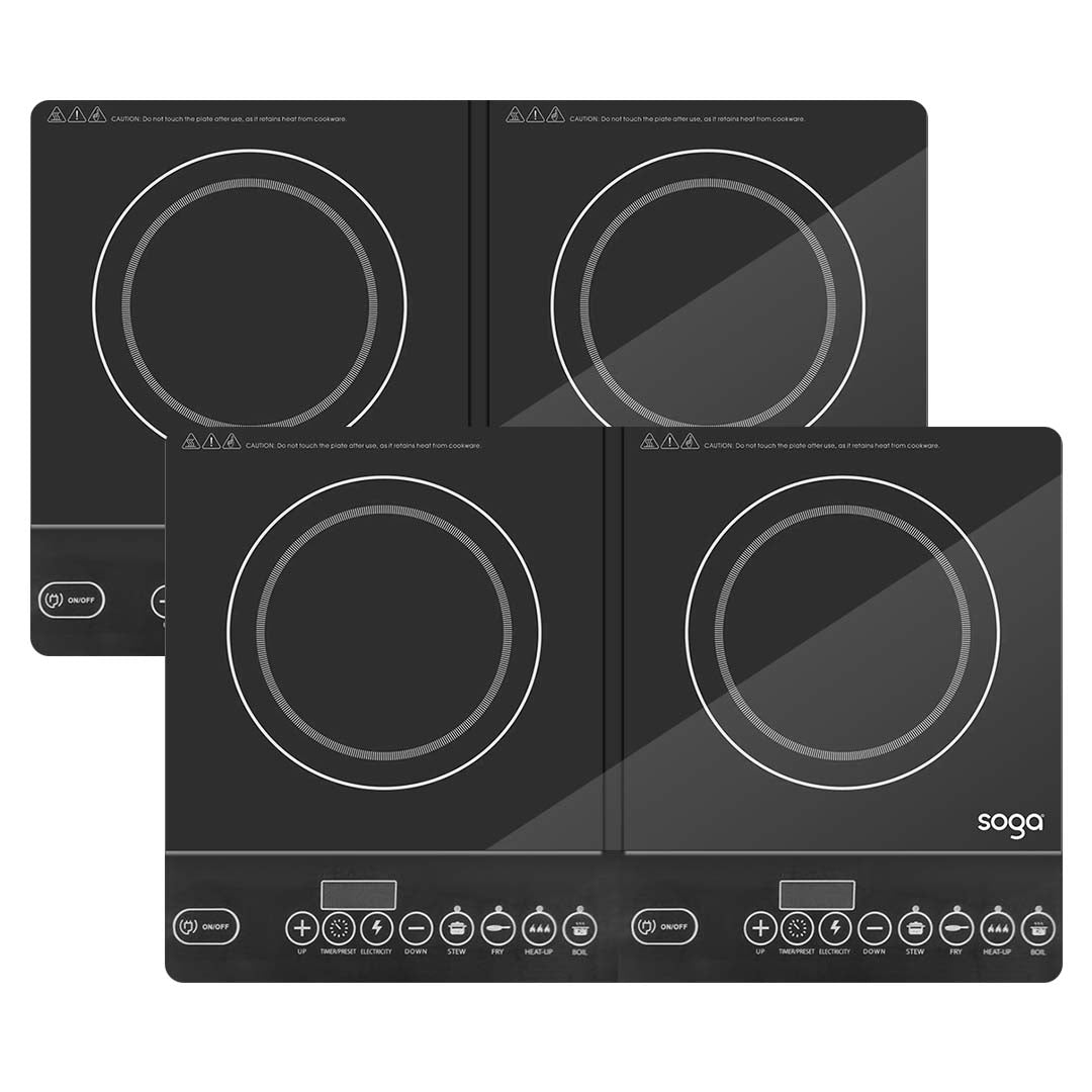 SOGA 2X Cooktop Portable Induction LED Electric Double Duo Hot Plate Burners Cooktop Stove - Cafe Supply