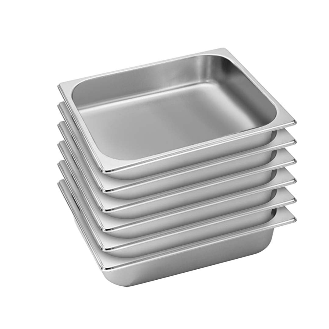 SOGA 6X Gastronorm GN Pan Full Size 1/2 GN Pan 6.5cm Deep Stainless Steel Tray - Cafe Supply