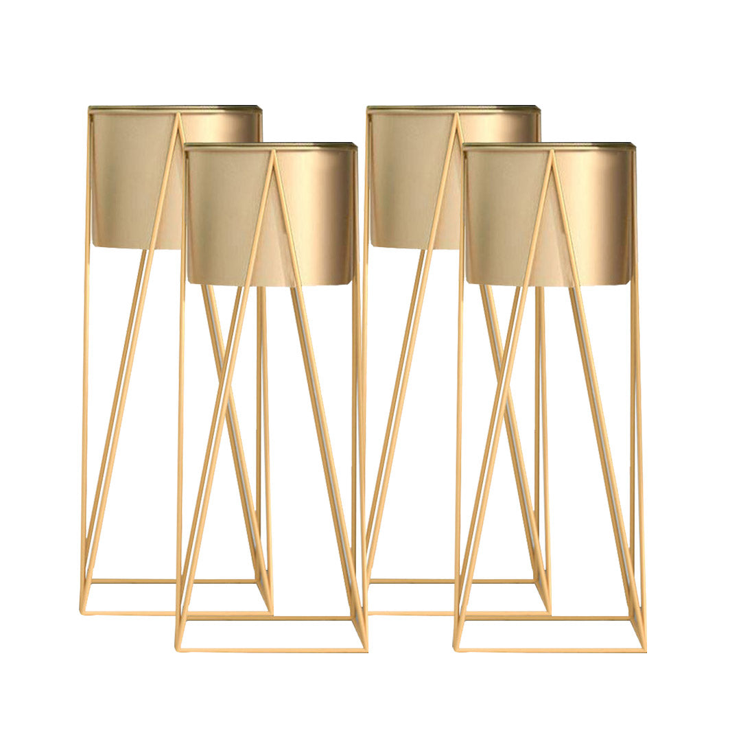 SOGA 4X 70cm Gold Metal Plant Stand with Gold Flower Pot Holder Corner Shelving Rack Indoor Display - Cafe Supply
