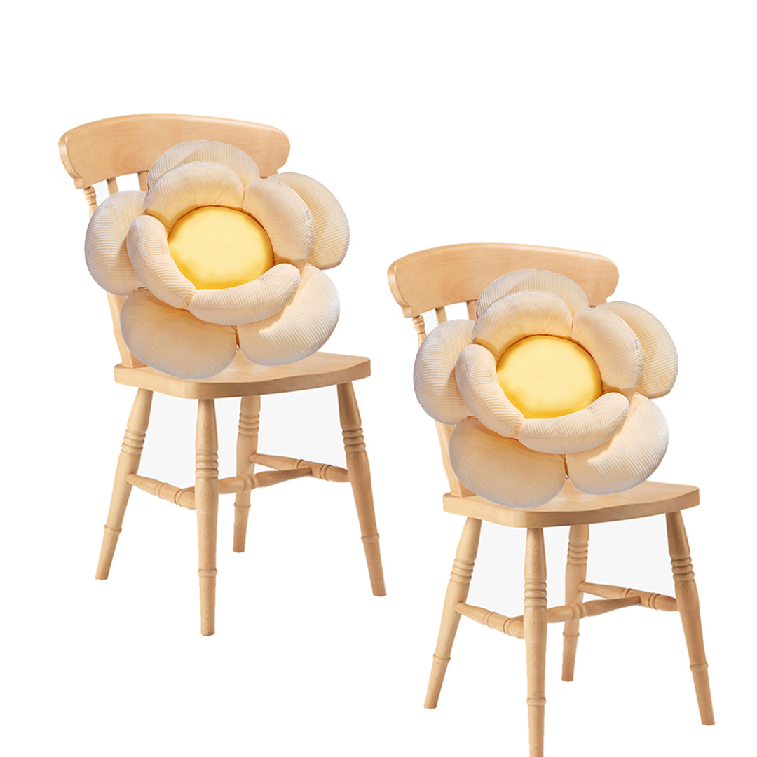 SOGA 2X Beige Double Flower Shape Cushion Soft Bedside Floor Plush Pillow Home Decor - Cafe Supply