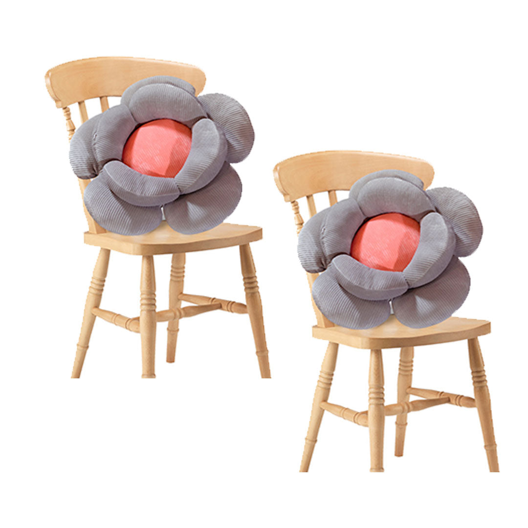 SOGA 2X Grey Double Flower Shape Cushion Soft Bedside Floor Plush Pillow Home Decor - Cafe Supply