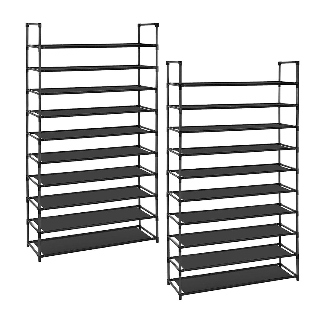 SOGA 2X 10 Tier Shoe Storage Shelf Space-Saving Caddy Rack Organiser with Handle - Cafe Supply