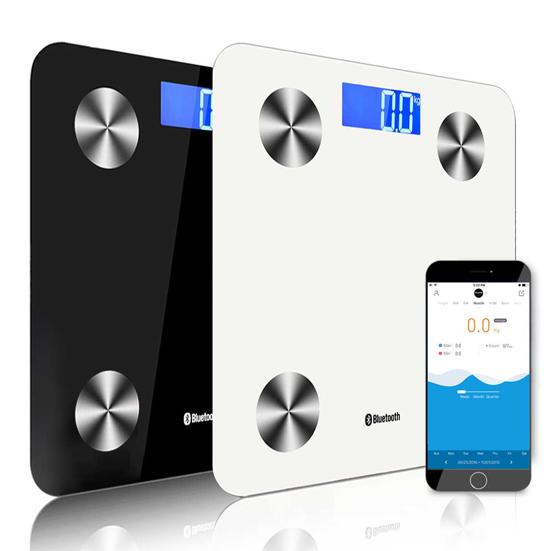 SOGA 2X Wireless Bluetooth Digital Body Fat Scale Bathroom Health Analyser Weight Black/White - Cafe Supply