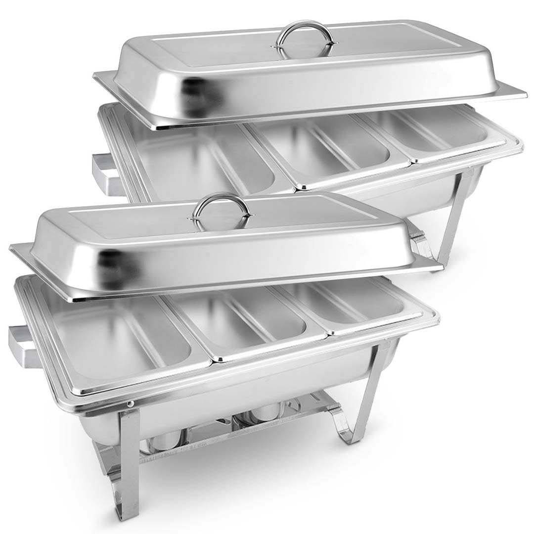 SOGA 2X 3L Triple Tray Stainless Steel Chafing Food Warmer Catering Dish - Cafe Supply