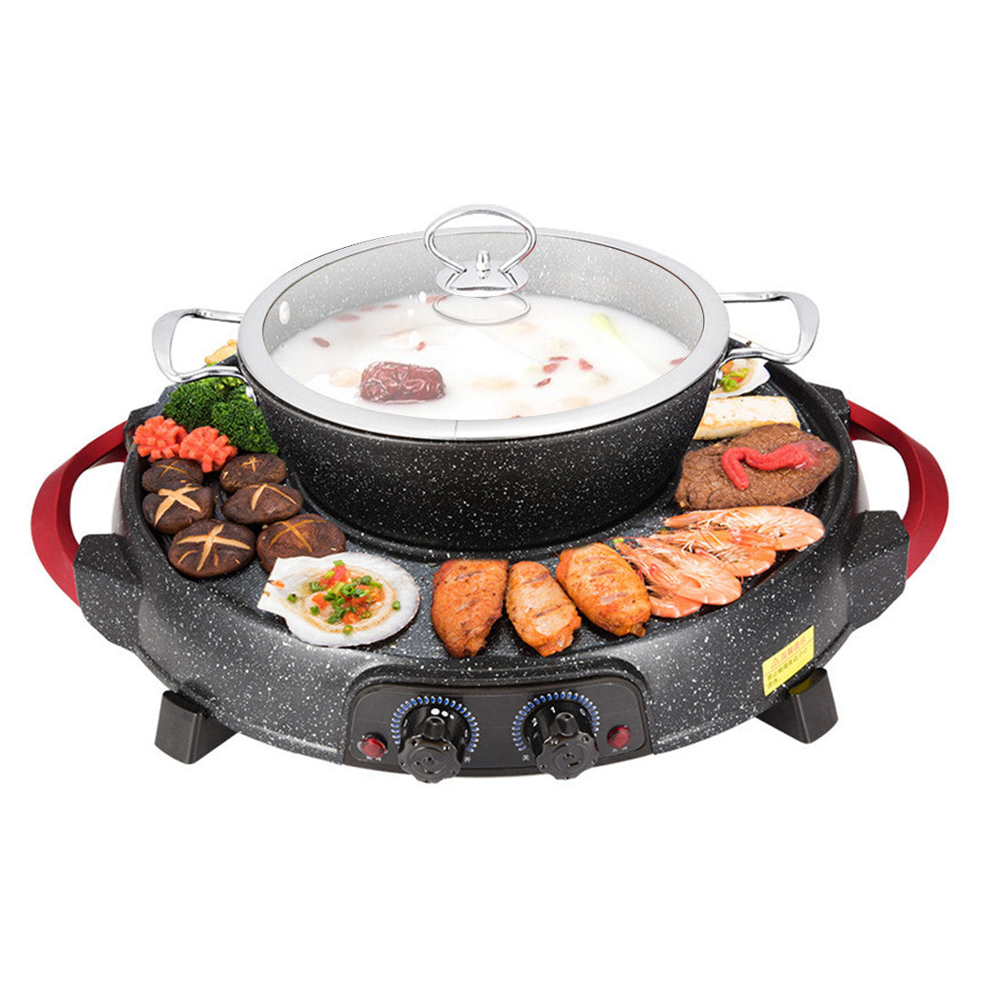 SOGA 2 in 1 Electric Stone Coated Teppanyaki Grill Plate Steamboat Hotpot - Cafe Supply
