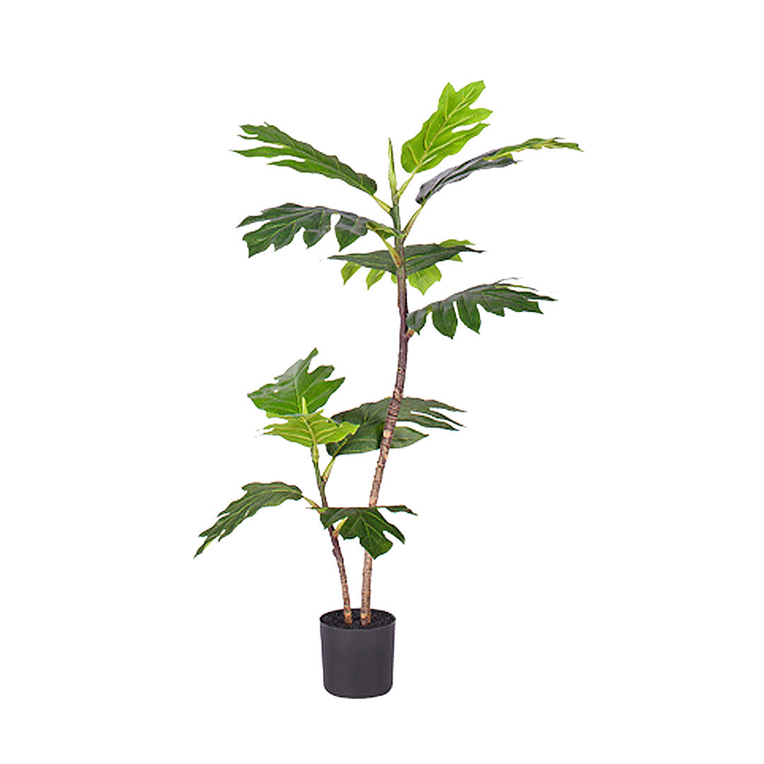 SOGA 90cm 2-Trunk Artificial Natural Green Split-Leaf Philodendron Tree Fake Tropical Indoor Plant Home Office Decor - Cafe Supply