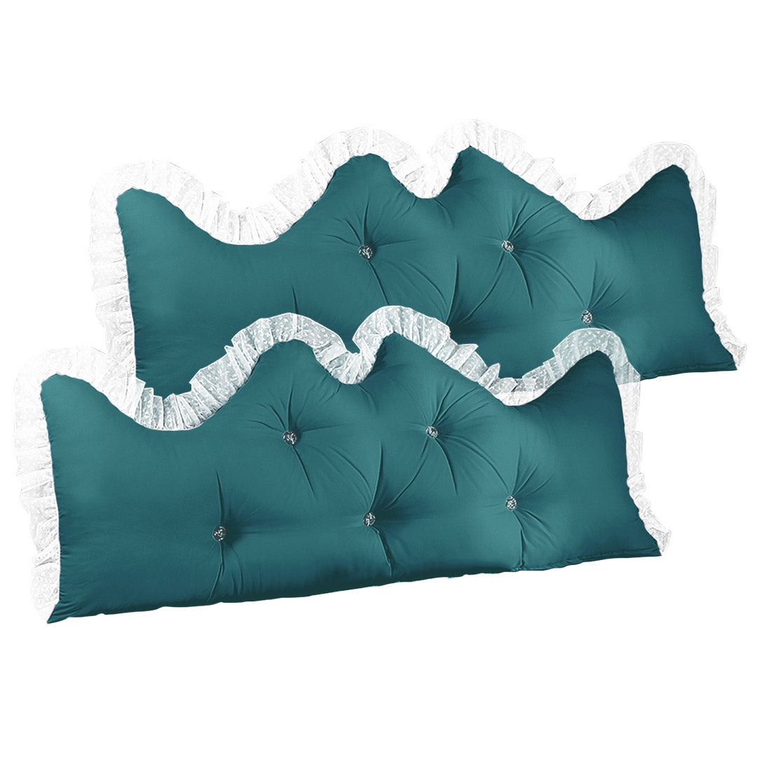 SOGA 2X 180cm Blue-Green Princess Bed Pillow Headboard Backrest Bedside Tatami Sofa Cushion with Ruffle Lace Home Decor - Cafe Supply