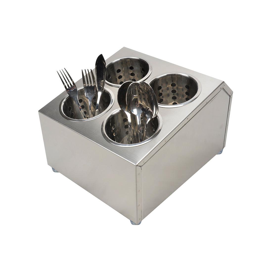SOGA 18/10 Stainless Steel Commercial Conical Utensils Square Cutlery Holder with 4 Holes - Cafe Supply