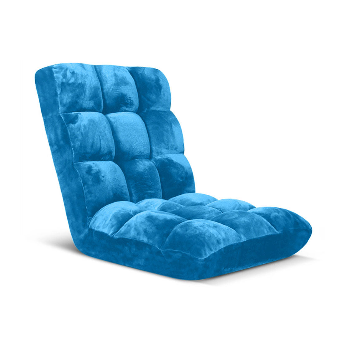 SOGA Floor Recliner Folding Lounge Sofa Futon Couch Folding Chair Cushion Blue - Cafe Supply