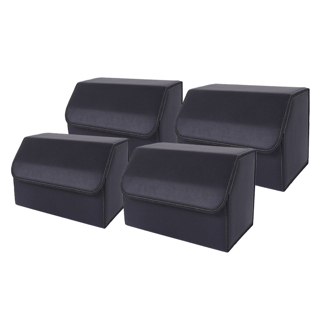 SOGA 4X Leather Car Boot Collapsible Foldable Trunk Cargo Organizer Portable Storage Box Black Medium - Cafe Supply