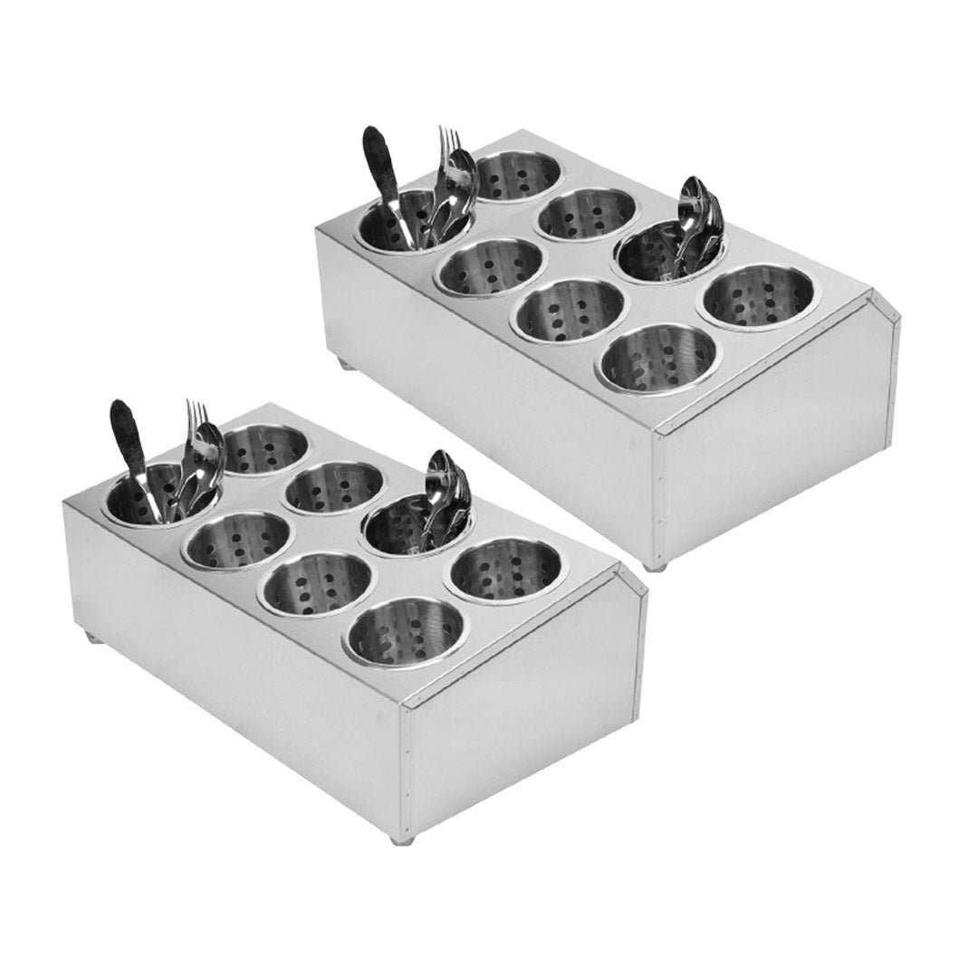 SOGA 2X 18/10 Stainless Steel Commercial Conical Utensils Cutlery Holder with 8 Holes - Cafe Supply