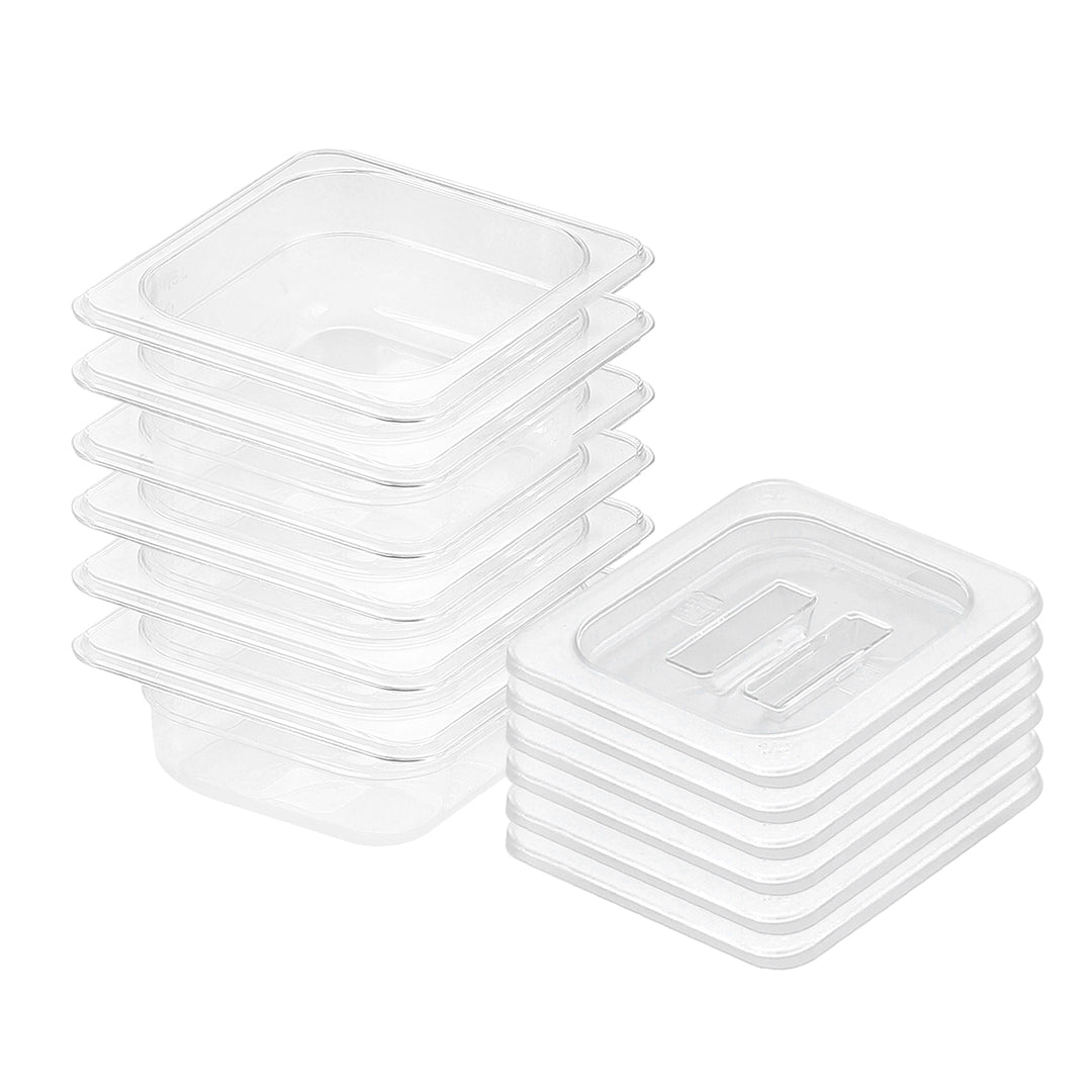 SOGA 65mm Clear Gastronorm GN Pan 1/6 Food Tray Storage Bundle of 6 with Lid - Cafe Supply