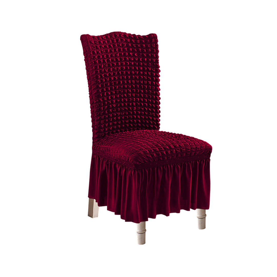 SOGA Burgundy Chair Cover Seat Protector with Ruffle Skirt Stretch Slipcover Wedding Party Home Decor - Cafe Supply