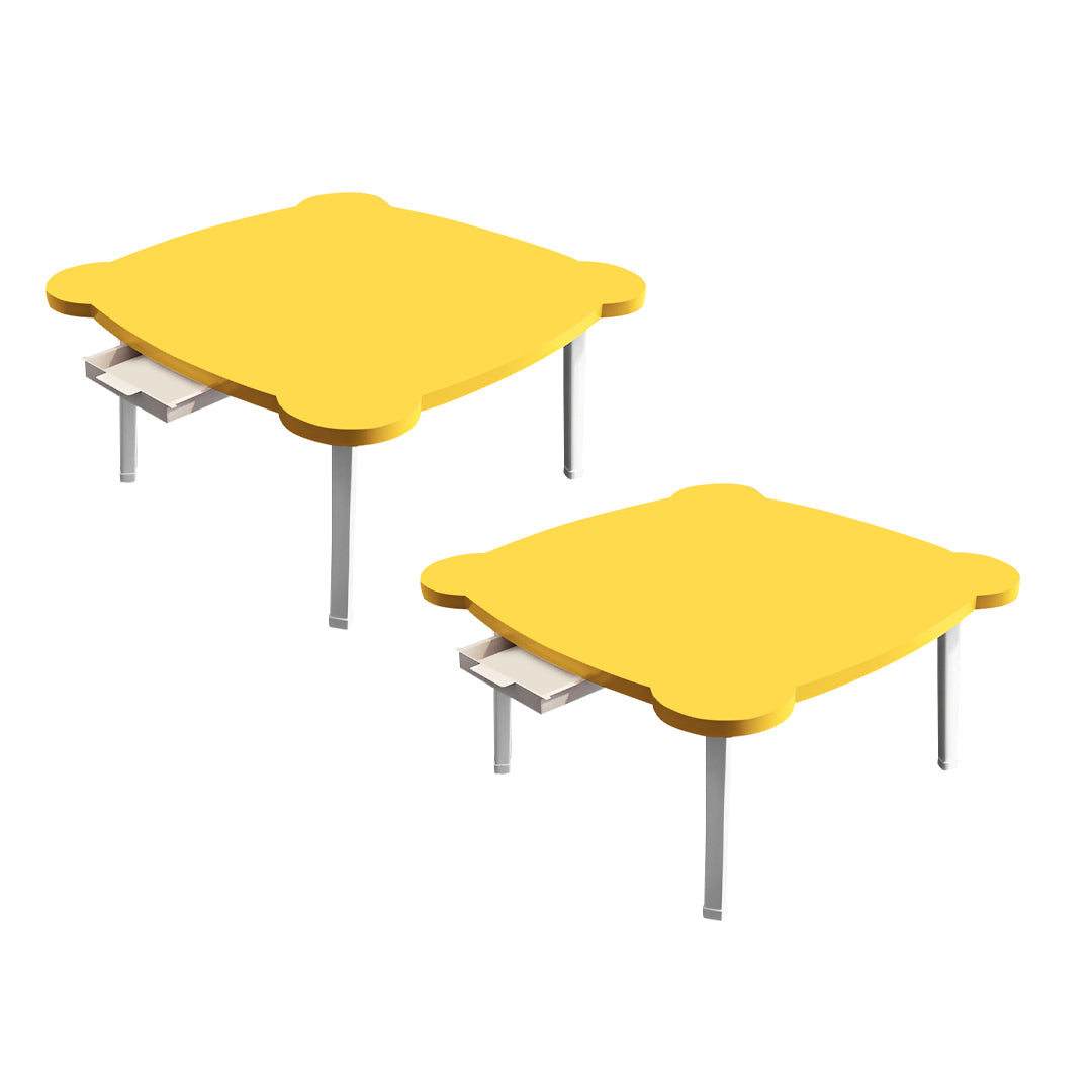 SOGA 2X Yellow Minimalist Cat Ear Portable Floor Table Small Space-Saving Mini Desk Home Decor - Cafe Supply