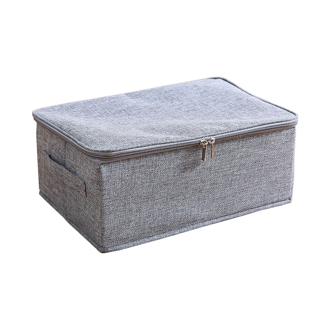 SOGA Grey Small Portable Double Zipper Storage Box Moisture Proof Clothes Basket Foldable Home Organiser - Cafe Supply