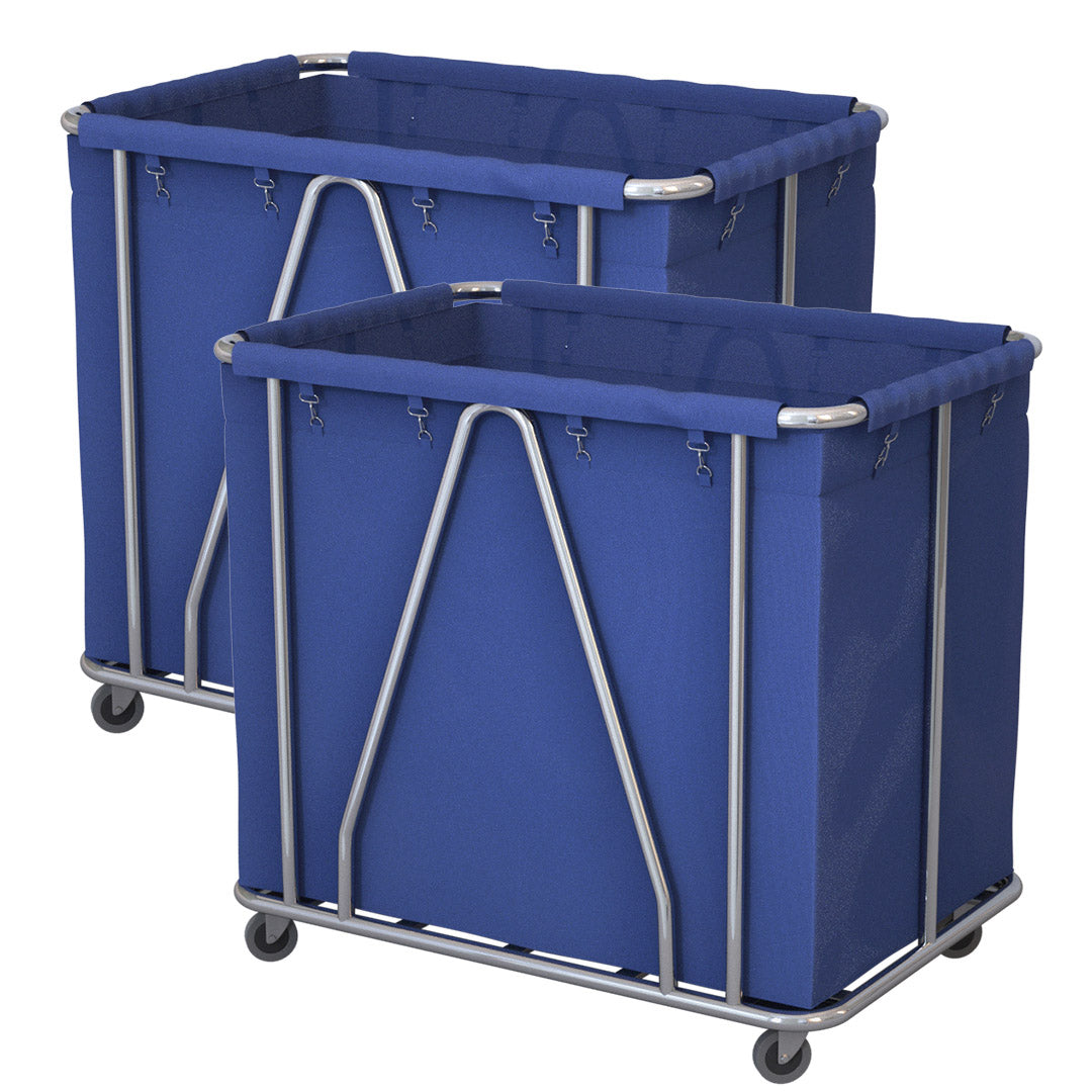SOGA 2X Stainless Steel Commercial Large Soiled Linen Laundry Trolley Cart with Wheels Blue - Cafe Supply