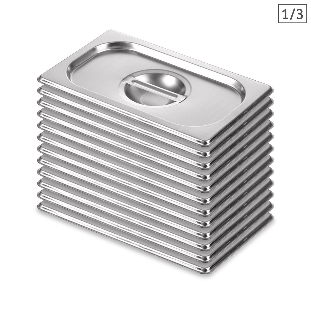 SOGA 12X Gastronorm GN Pan Lid Full Size 1/3 Stainless Steel Tray Top Cover - Cafe Supply