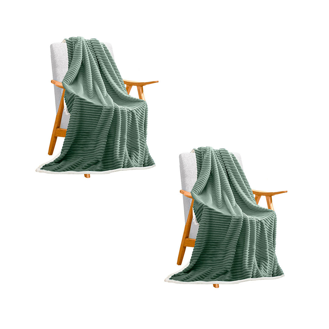 SOGA 2X Light Green Throw Blanket Warm Cozy Double Sided Thick Flannel Coverlet Fleece Bed Sofa Comforter - Cafe Supply