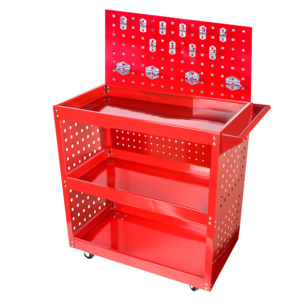 SOGA 3 Tier Tool Storage Cart Portable Service Utility Heavy Duty Mobile Trolley with Porous Side Panels - Cafe Supply