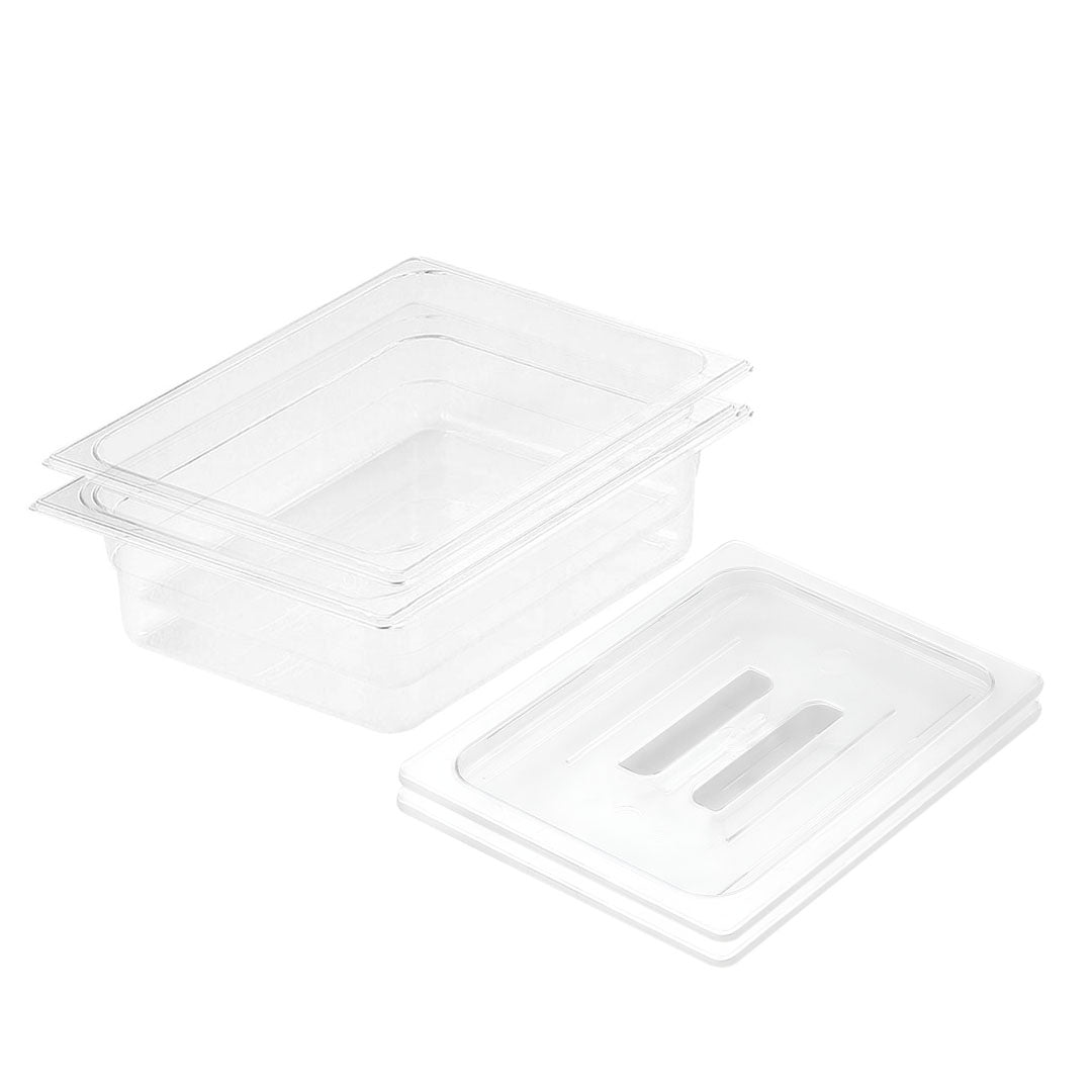 SOGA 100mm Clear Gastronorm GN Pan 1/2 Food Tray Storage Bundle of 2 with Lid - Cafe Supply
