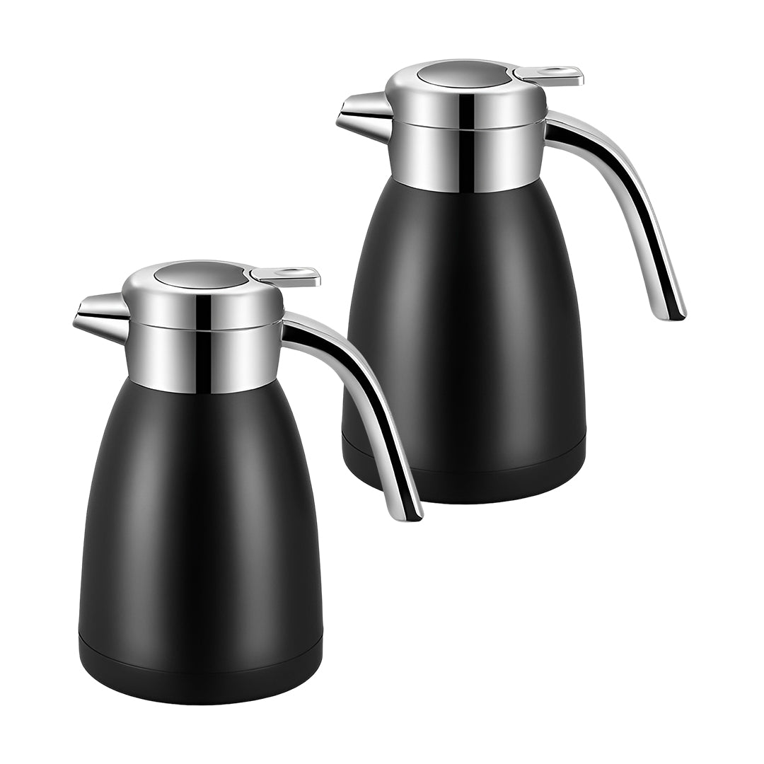SOGA 2X 2.2L Stainless Steel Kettle Insulated Vacuum Flask Water Coffee Jug Thermal Black - Cafe Supply