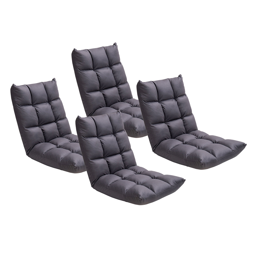 SOGA 4X Grey Lounge Floor Recliner Adjustable Gaming Sofa Bed Foldable Indoor Outdoor Backrest Seat Home Office Decor - Cafe Supply