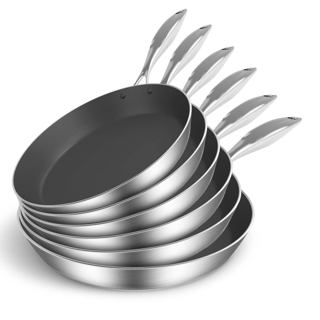 SOGA 6X Stainless Steel Fry Pan Frying Pan Induction FryPan Non Stick Interior Skillet - Cafe Supply