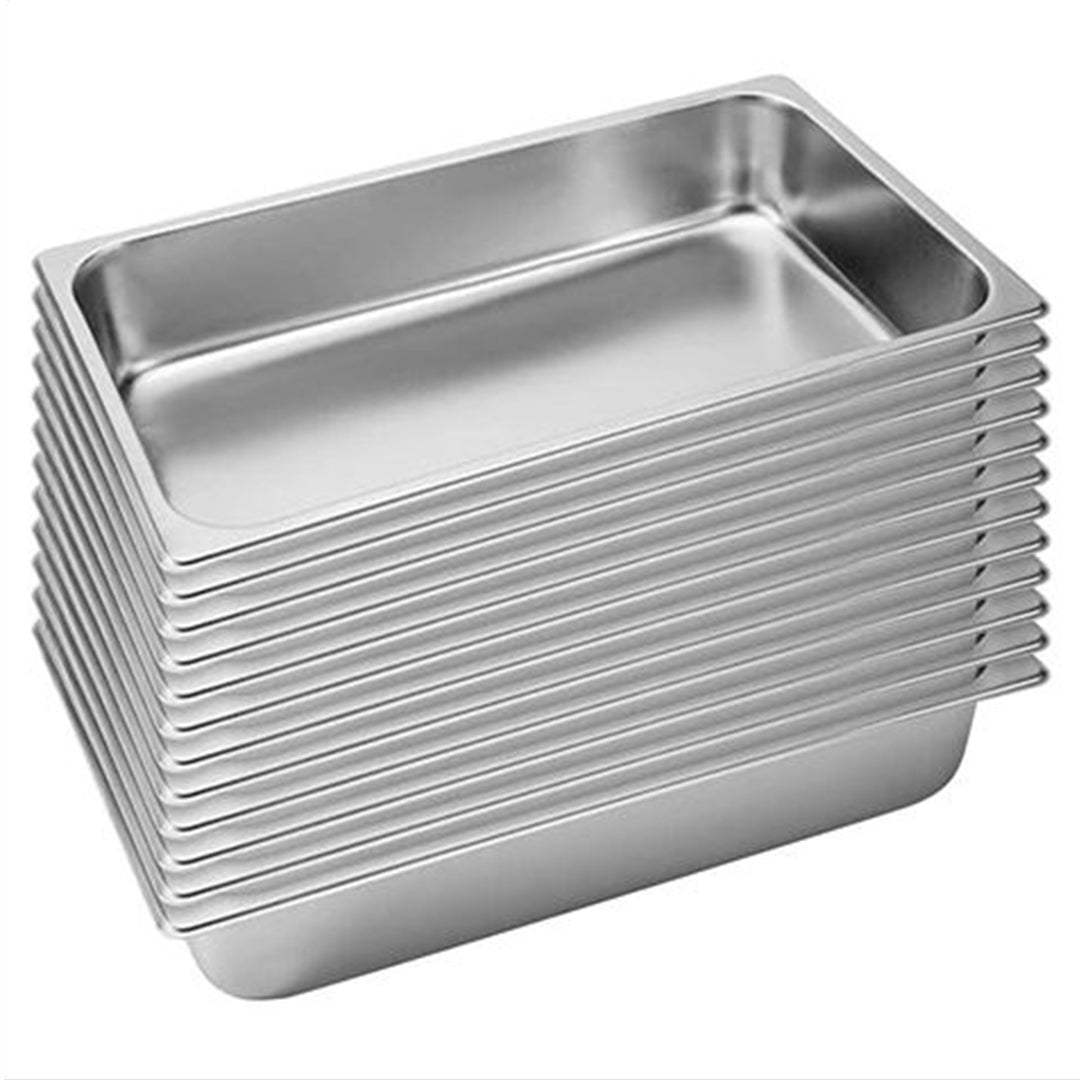SOGA 12X Gastronorm GN Pan Full Size 1/1 GN Pan 10cm Deep Stainless Steel Tray - Cafe Supply
