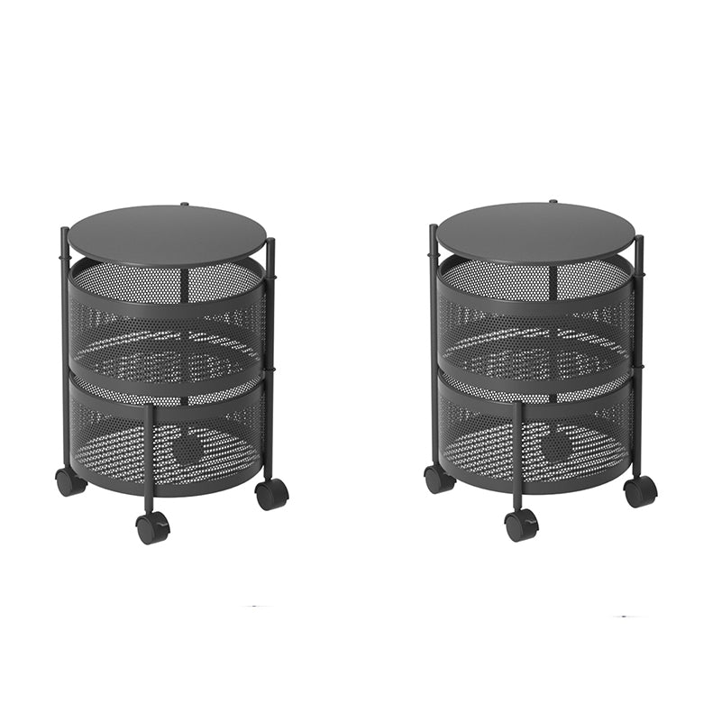 SOGA 2X 2 Tier Steel Round Rotating Kitchen Cart Multi-Functional Shelves Portable Storage Organizer with Wheels - Cafe Supply