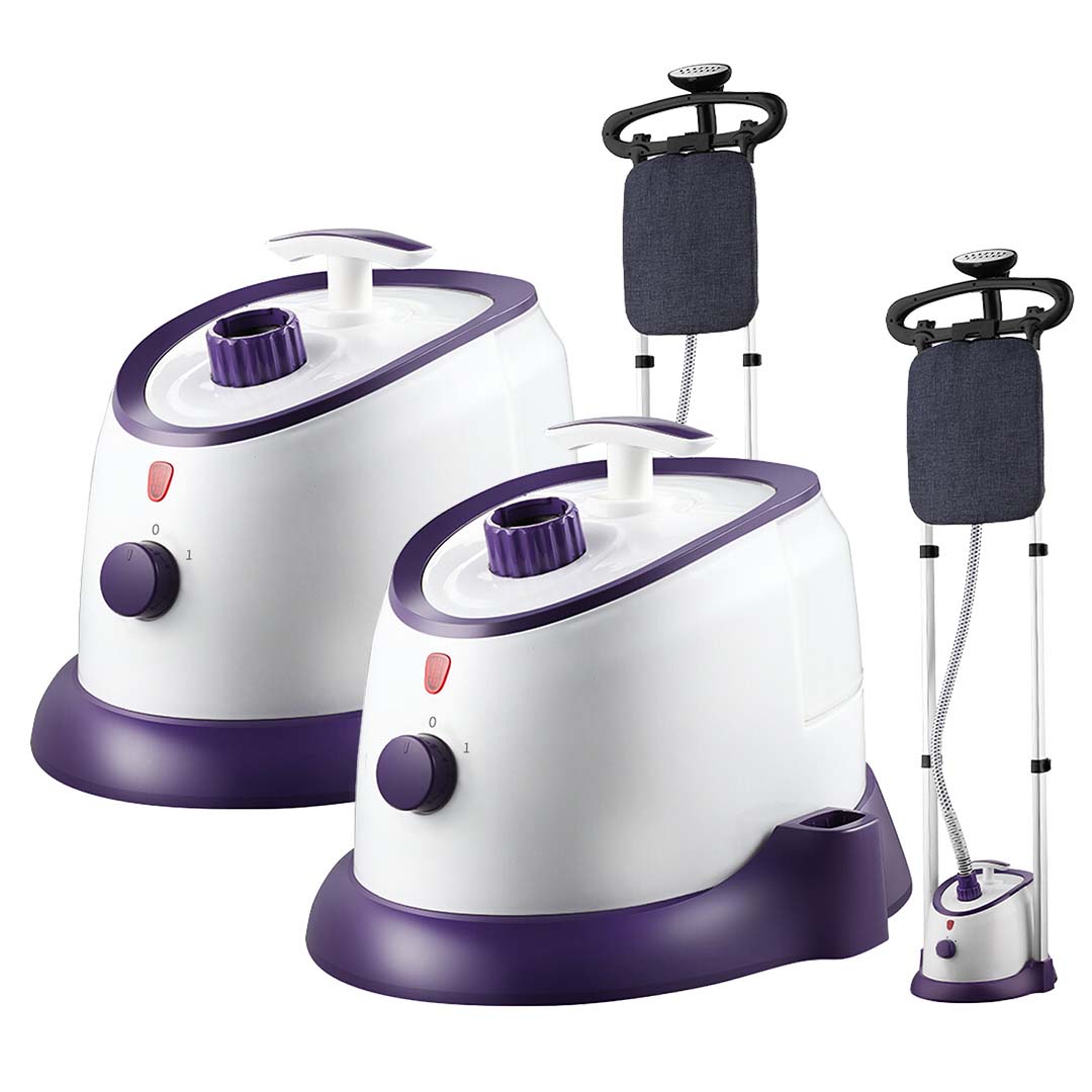 SOGA 2X Garment Steamer Vertical Twin Pole Clothes 1700ml 1800w Professional Steaming Kit Purple - Cafe Supply