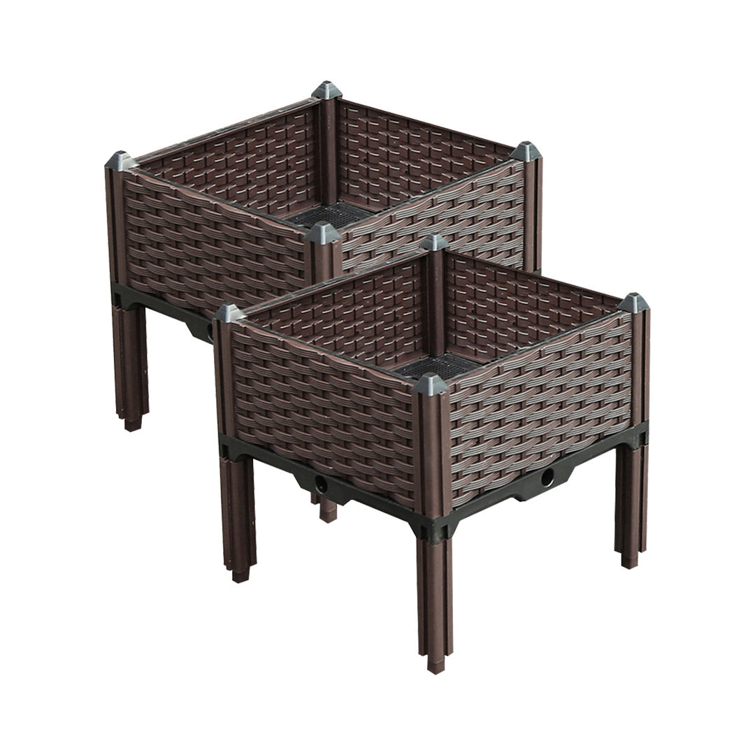 SOGA 2X 40cm Raised Planter Box Vegetable Herb Flower Outdoor Plastic Plants Garden Bed with Legs - Cafe Supply