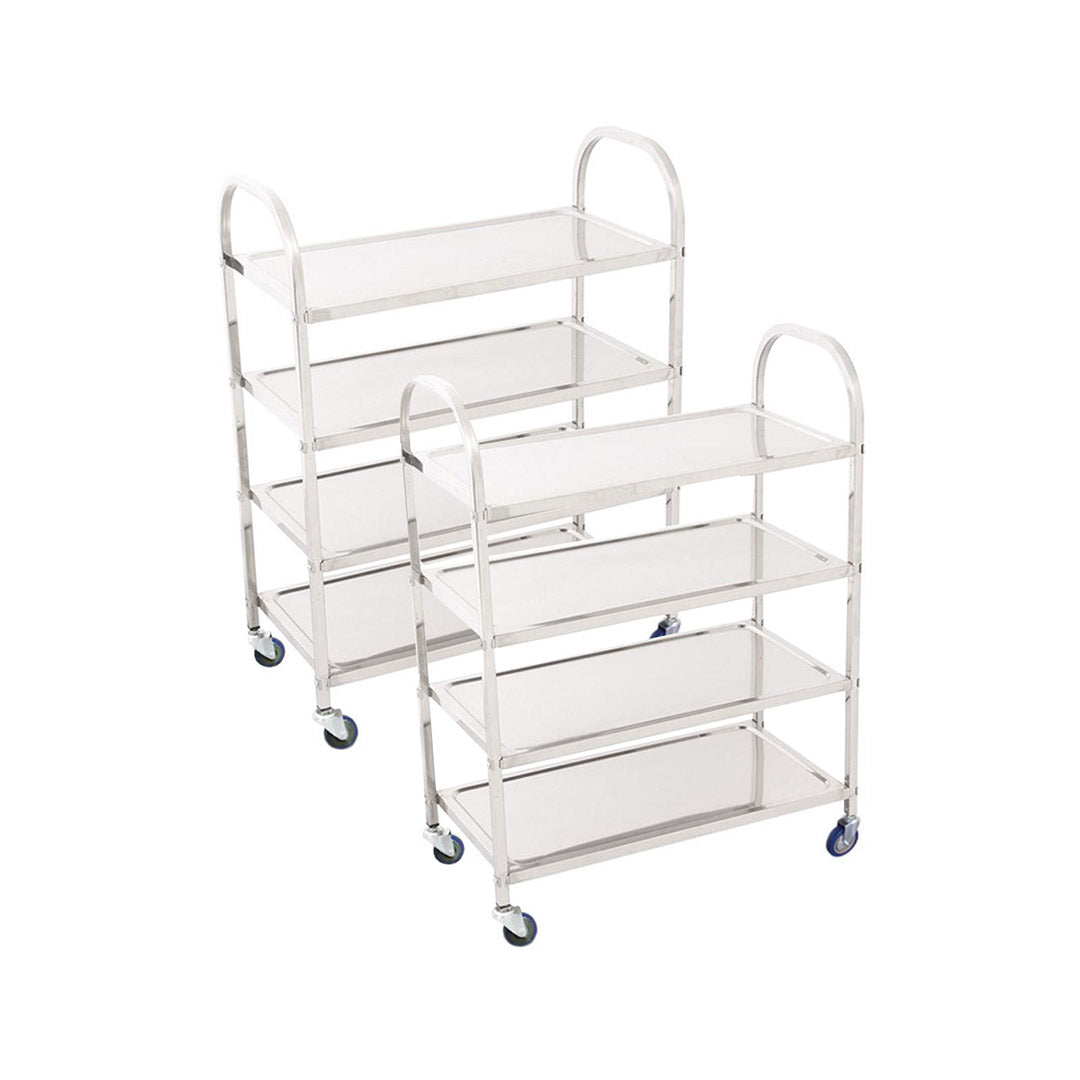SOGA 2X 4 Tier Stainless Steel Kitchen Dinning Food Cart Trolley Utility Size Square Large - Cafe Supply