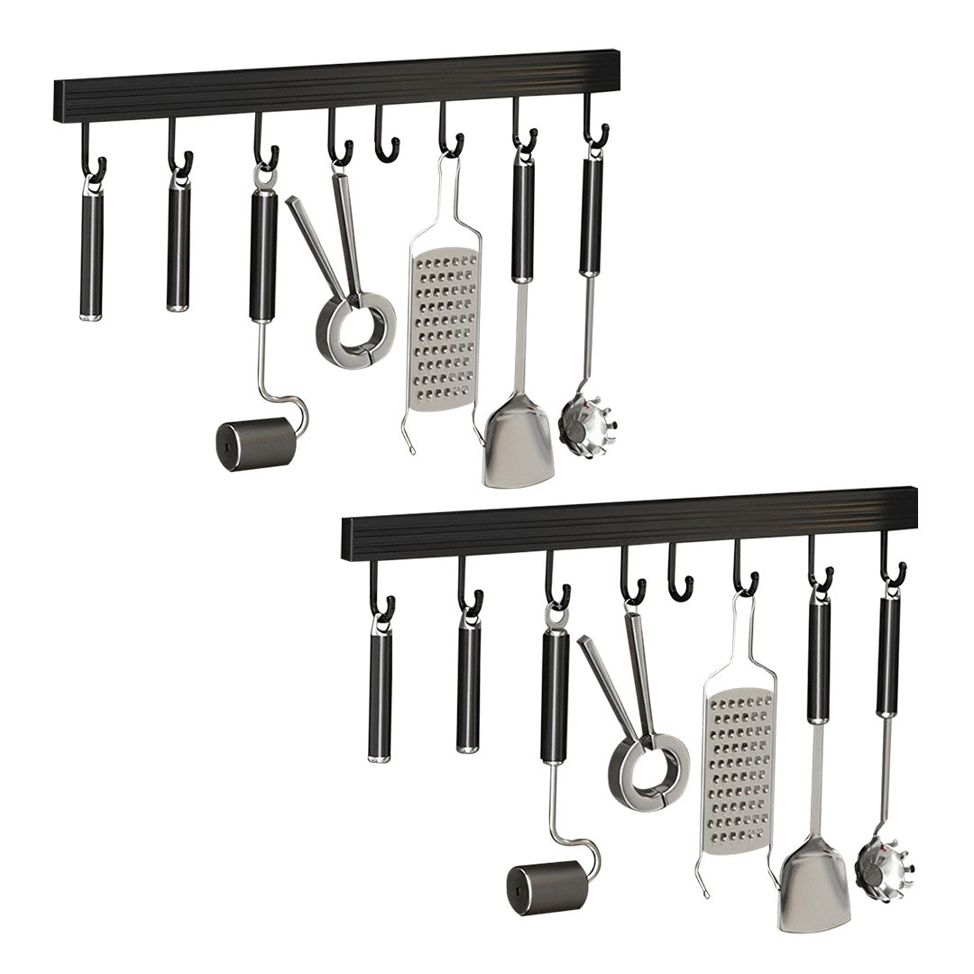 SOGA 2X 41cm Wall Mounted Kitchen Utensil Storage Rack Space-Saving Spatula Organiser with Durable Hooks - Cafe Supply